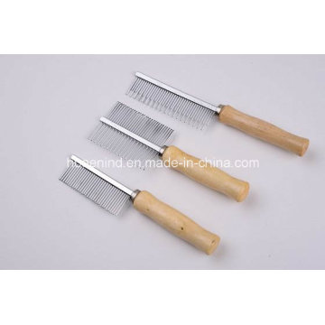 Wooden Handle with Steel Comb for Pet Grooming